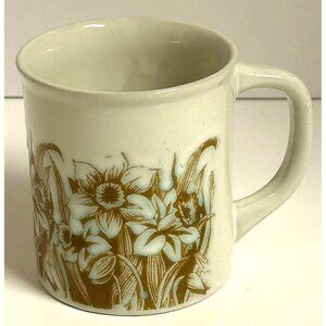 Vintage Japan Ceramic Coffee Cocoa Tea Mug Brown & White Floral